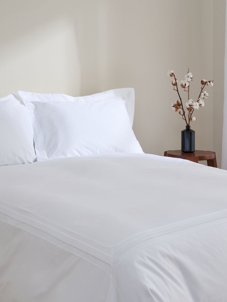 Truly White Micro Pleat 100% Cotton Duvet Cover - Image 1 of 3