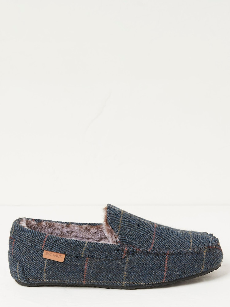 FatFace Blue Noah Check Moccasins - Image 1 of 4