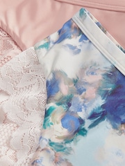 Blue Floral Print/Blush Pink High Rise Lace Trim Knickers 2 Pack - Image 10 of 10