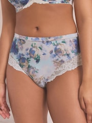 Blue Floral Print/Blush Pink High Rise Lace Trim Knickers 2 Pack - Image 2 of 10