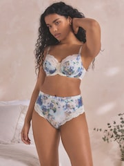 Blue Floral Print/Blush Pink High Rise Lace Trim Knickers 2 Pack - Image 3 of 10