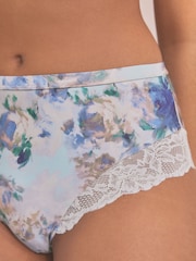Blue Floral Print/Blush Pink High Rise Lace Trim Knickers 2 Pack - Image 6 of 10