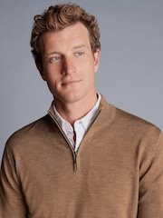 Charles Tyrwhitt Natural Merino Quarter Zip Jumper - Image 2 of 4