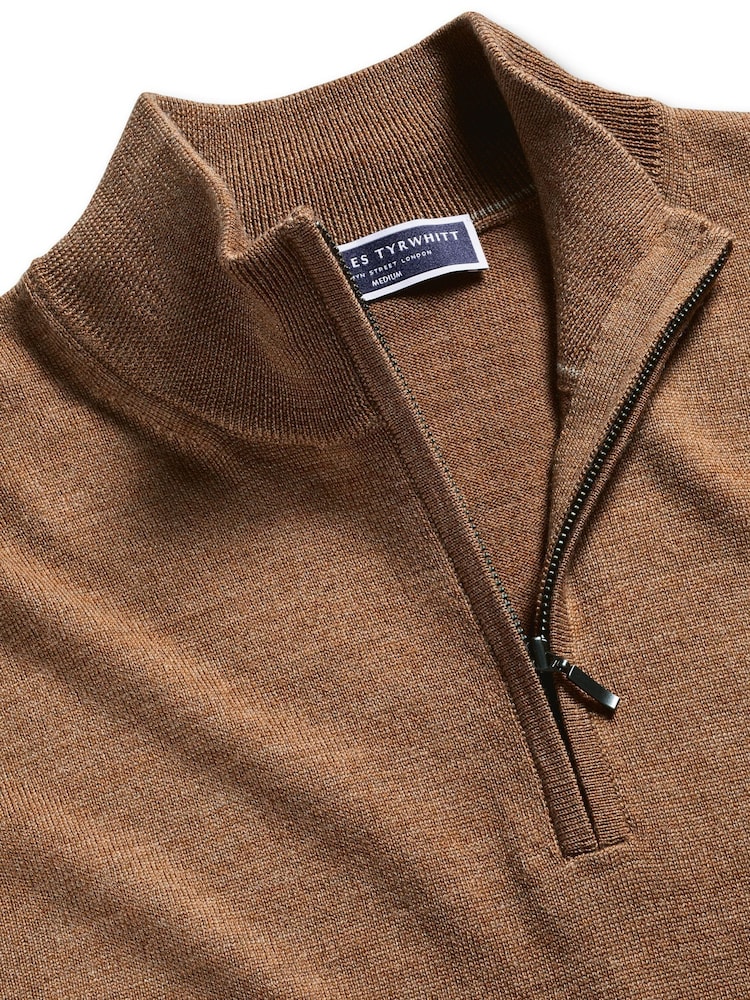 Charles Tyrwhitt Natural Merino Quarter Zip Jumper - Image 3 of 4