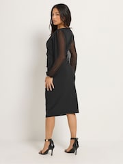 M&Co Black Petite Mesh Wrap Dress - Image 3 of 6