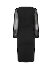 M&Co Black Petite Mesh Wrap Dress - Image 6 of 6