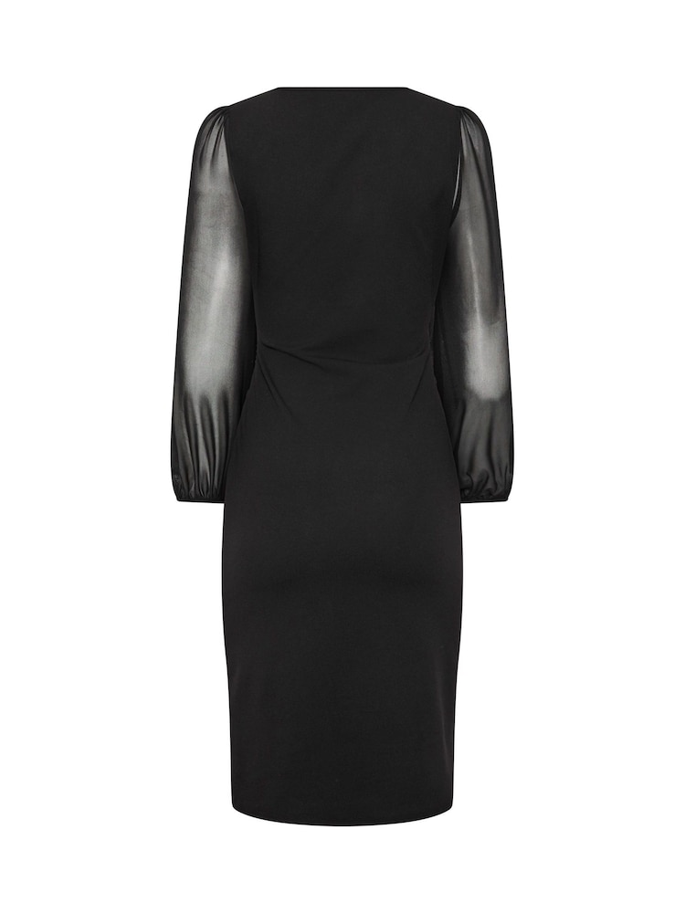 M&Co Black Petite Mesh Wrap Dress - Image 6 of 6 M&Co Black Petite Mesh Wrap Dress - Image 6 of 6