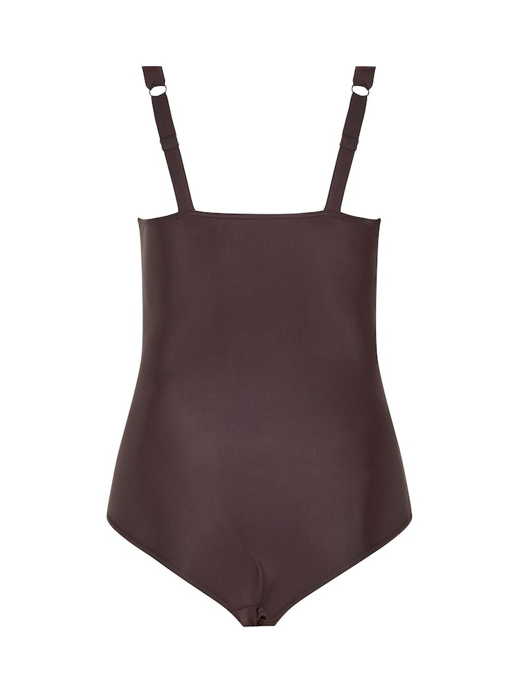 Yours Curve Brown Square Neck Swimsuit - Image 6 of 6
