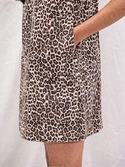 Ro&Zo Animal Leopard Print Denim Zip Front Mini Dress - Image 4 of 5