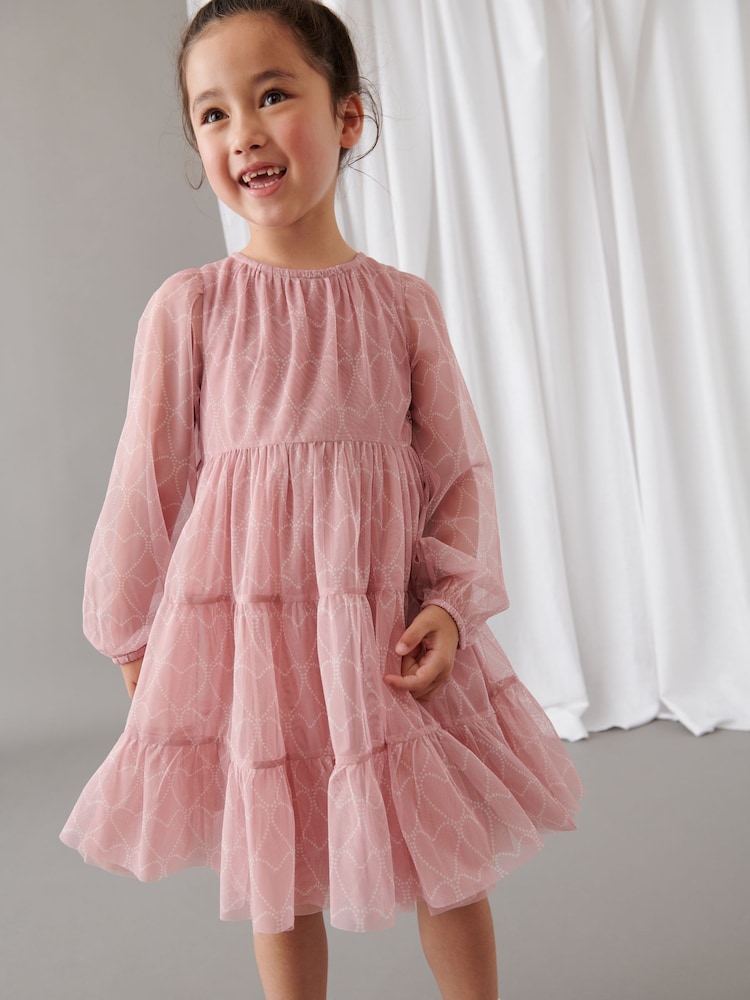 Mint Velvet Pink Heart Mesh Dress - Image 1 of 7