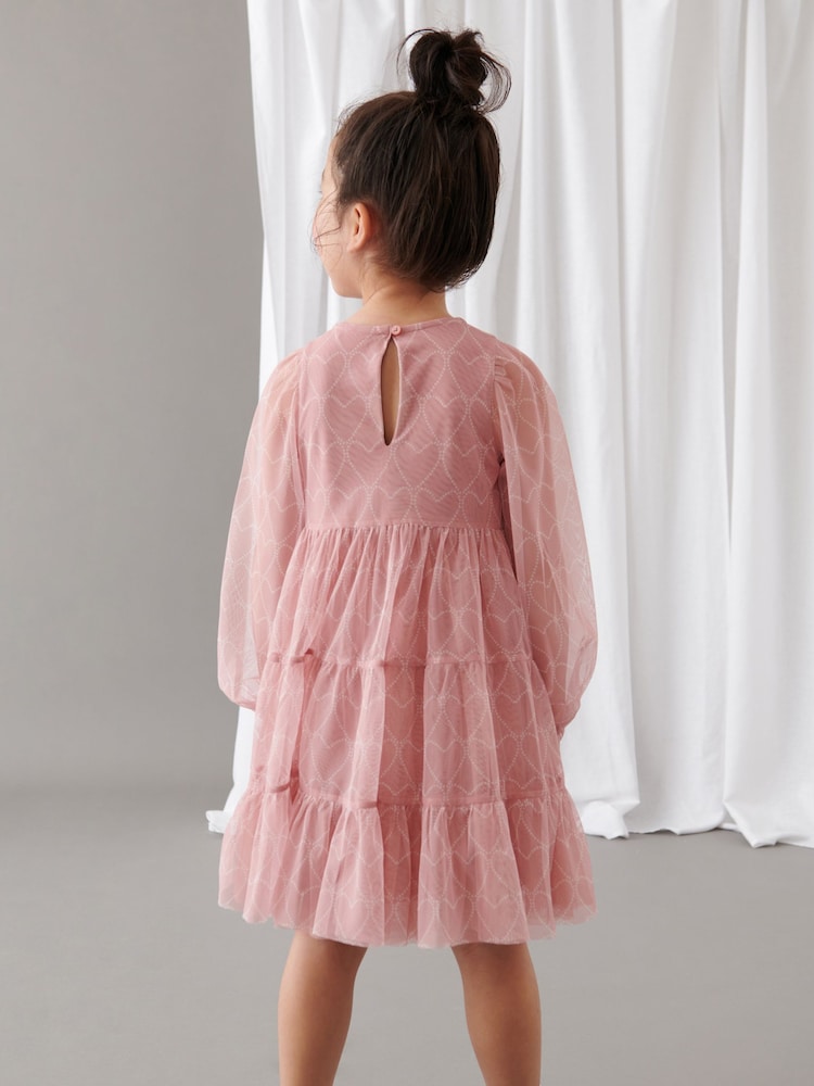 Mint Velvet Pink Heart Mesh Dress - Image 2 of 7