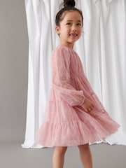 Mint Velvet Pink Heart Mesh Dress - Image 3 of 7