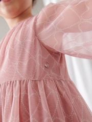 Mint Velvet Pink Heart Mesh Dress - Image 4 of 7