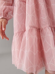 Mint Velvet Pink Heart Mesh Dress - Image 6 of 7
