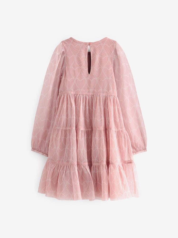 Mint Velvet Pink Heart Mesh Dress - Image 7 of 7