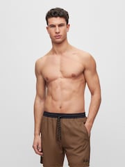 BOSS Khaki Green Starfish Contrast Logo Swim Shorts - Image 1 of 4