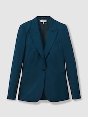 Reiss Teal Jade Petite Wool Blend Single Breasted Suit Blazer - Image 2 of 6