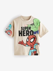 Ecru Marvel Superhero Short Sleeve 100% Cotton T-Shirt (9mths-8yrs) - Image 1 of 4