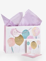 Pink Pastel Balloon Gift Bag and Card Set - Image 3 of 3