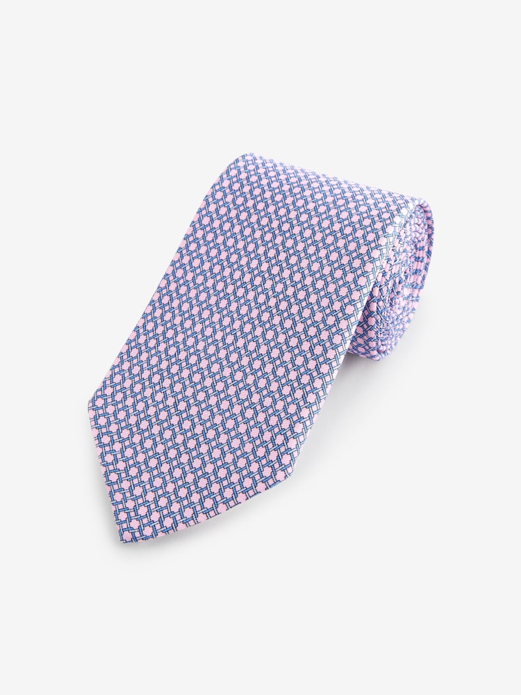 Pink/Light Blue Link Signature Made In Italy Design Tie - Image 1 of 3