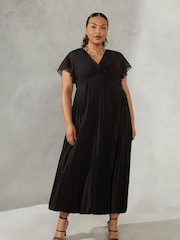 Live Unlimited Curve - Knot Front Pleat Black Dress - Image 1 of 4