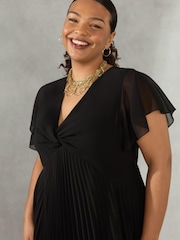 Live Unlimited Curve - Knot Front Pleat Black Dress - Image 3 of 4