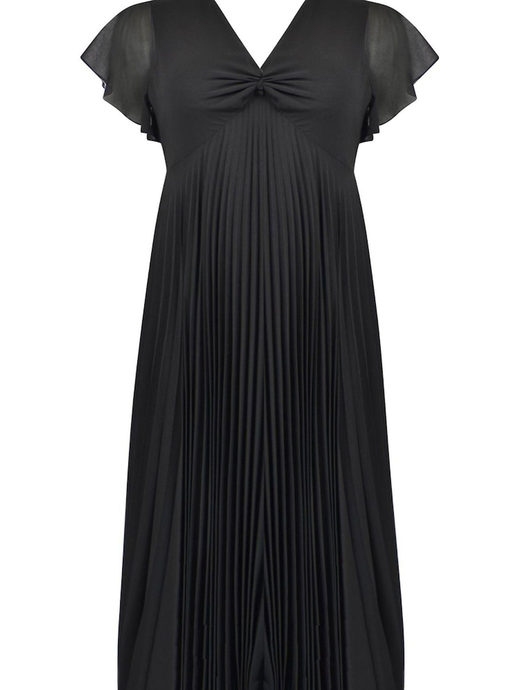 Live Unlimited Curve - Knot Front Pleat Black Dress - Image 4 of 4
