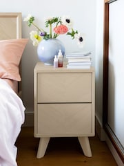 Natural Anderson Oak Effect 2 Drawer Bedside Table - Image 3 of 11