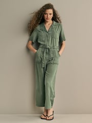 Khaki Green TENCEL™ Wide Leg Jumpsuit - Image 2 of 6