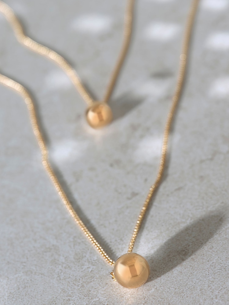 Mint Velvet Gold Tone Double Necklace - Image 2 of 3 Mint Velvet Gold Tone Double Necklace - Image 2 of 3