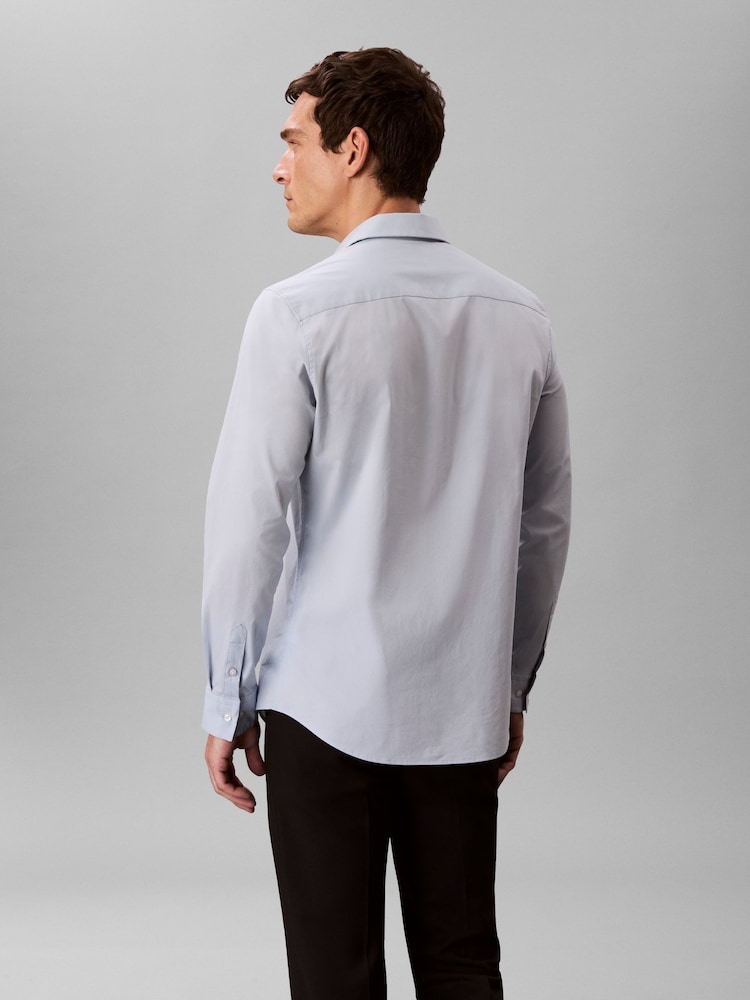 Calvin Klein Blue Slim Stretch Button Down Shirt - Image 2 of 4 Calvin Klein Blue Slim Stretch Button Down Shirt - Image 2 of 4