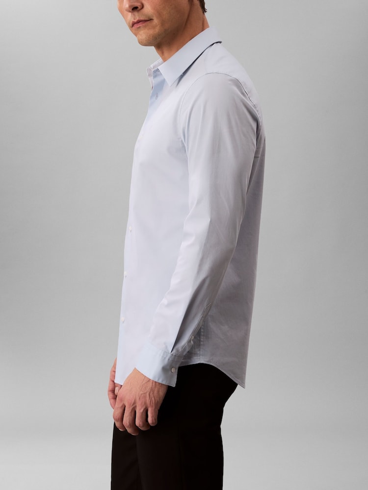 Calvin Klein Blue Slim Stretch Button Down Shirt - Image 4 of 4 Calvin Klein Blue Slim Stretch Button Down Shirt - Image 4 of 4