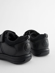 Black Wide Fit (G) Leather Touch Fastening School Shoes - Image 3 of 6
