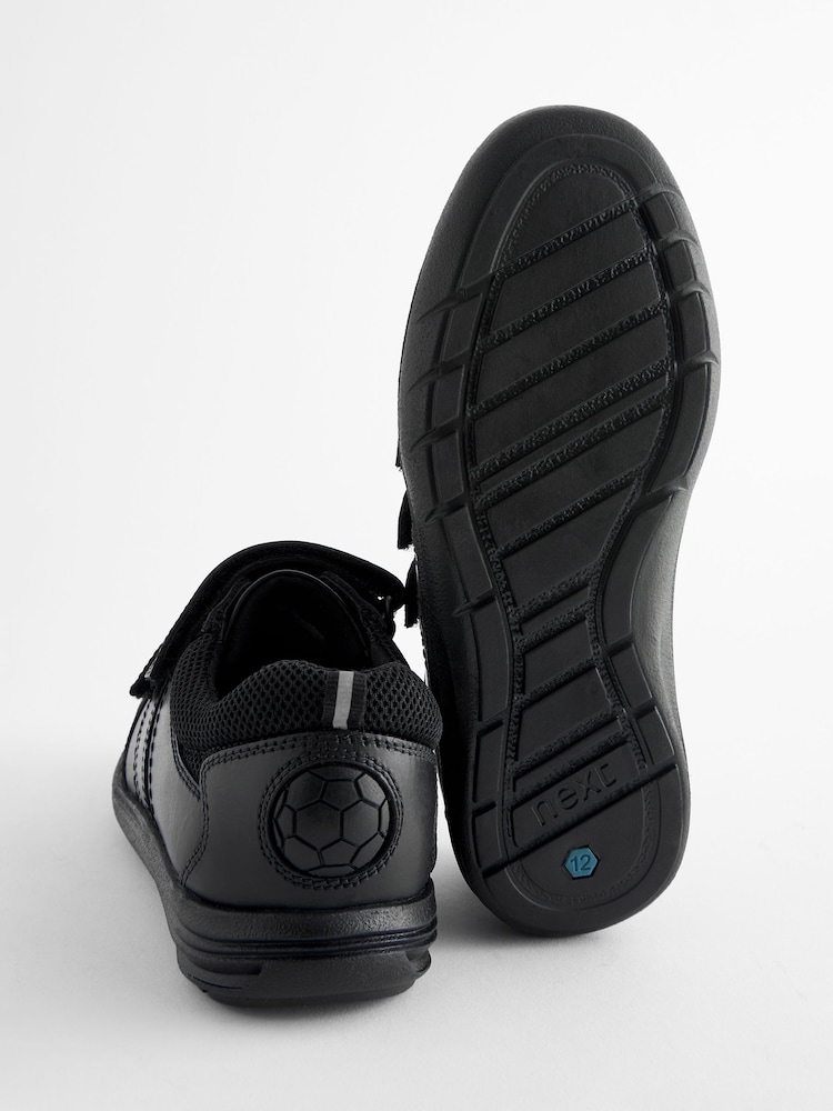 Noir - Chaussures d’école en cuir à fermeture scratch - Image 4 of 6
