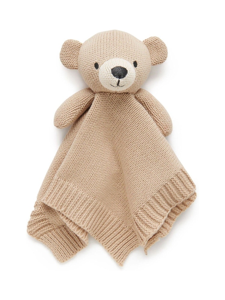 Purebaby Brown Knitted Bear Comforter - Image 1 of 3