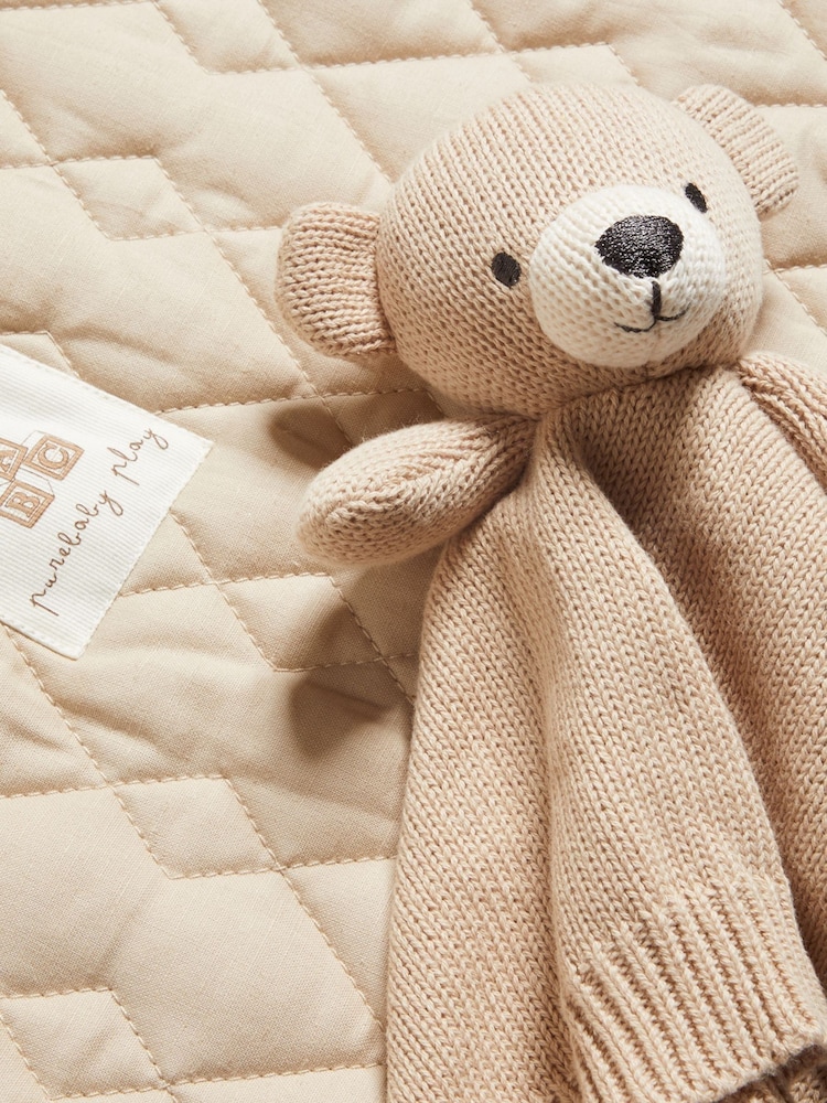 Purebaby Brown Knitted Bear Comforter - Image 3 of 3