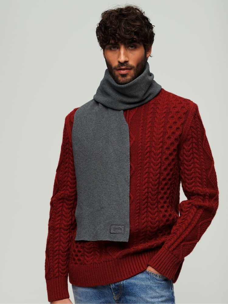 Gris - Bufanda de punto con logotipo de Superdry - Imagen 3 de 3