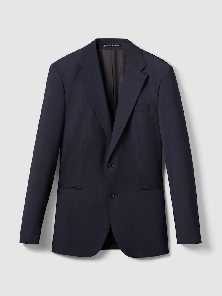 Reiss Navy Hope Slim-Fit Wool-Blend Single-Breasted Suit Blazer - Image 2 of 8