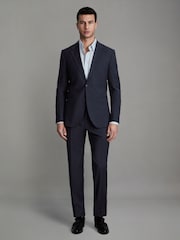 Reiss Navy Hope Slim-Fit Wool-Blend Single-Breasted Suit Blazer - Image 3 of 8
