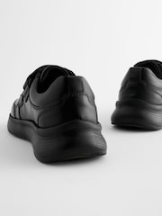 Black Wide Fit (G) Leather 2 Strap Touch Fastening School Shoes - Image 3 of 5