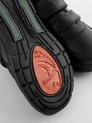Black Wide Fit (G) Leather 2 Strap Touch Fastening School Shoes - Image 4 of 5