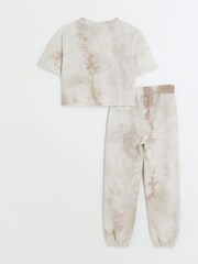 River Island Brown Tie Dye Girls 100% Cotton T-Shirt Joggers Set - Image 7 of 9