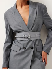 Grey Leather Wide Corset Belt - Image 1 of 3