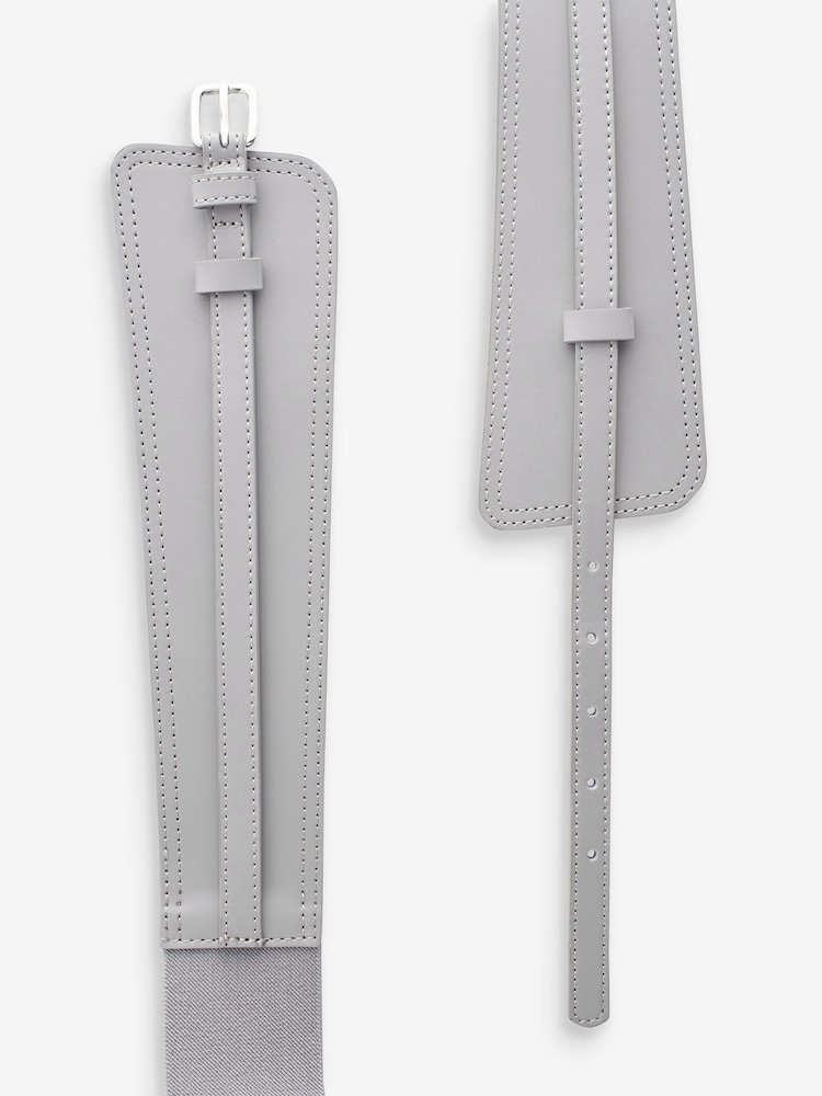 Grey Leather Wide Corset Belt - Image 3 of 3