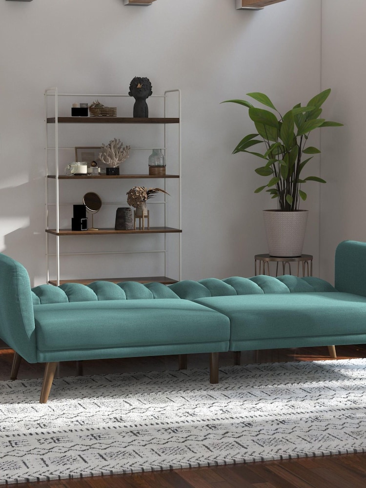 Novogratz Blue Brittany Linen Sofa Bed - Image 2 of 4