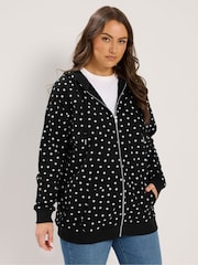 Yours Curve Black Zip Through Raglan Hoodie - Image 2 of 5