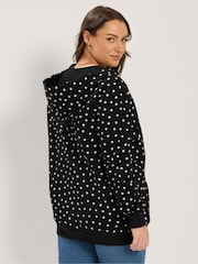 Yours Curve Black Zip Through Raglan Hoodie - Image 4 of 5