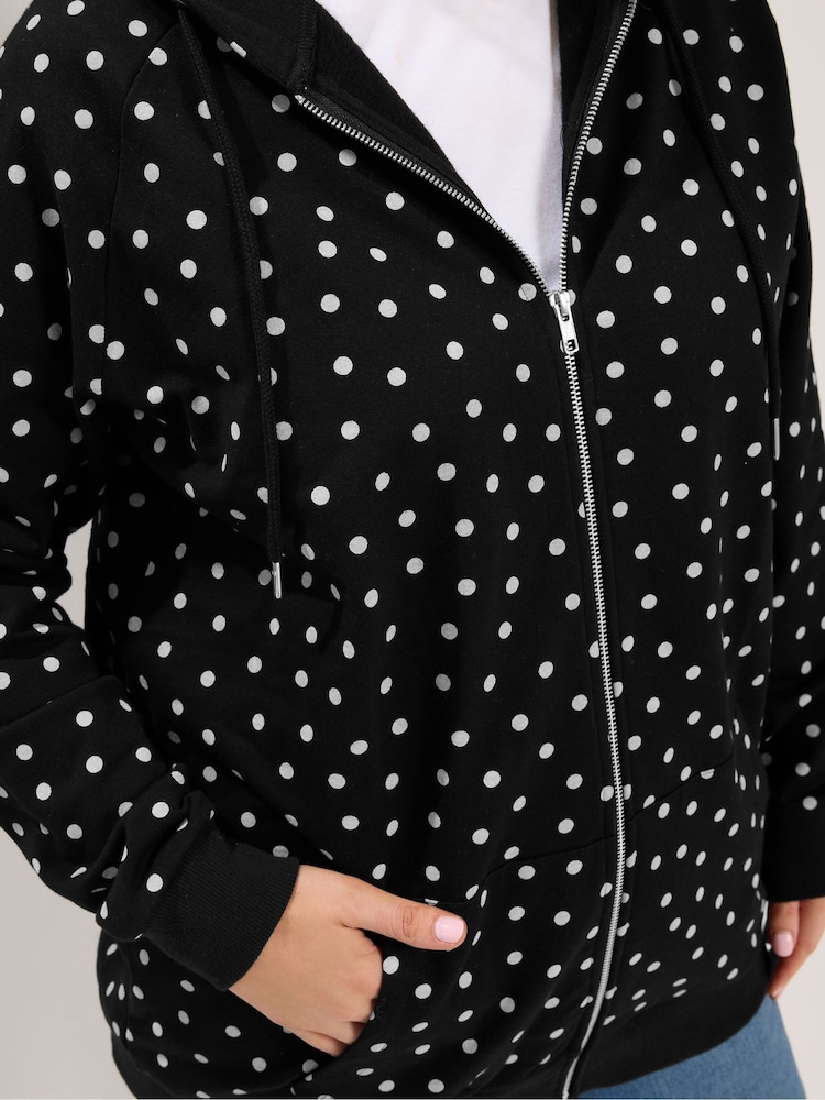 Yours Curve Black Zip Through Raglan Hoodie - Image 5 of 5