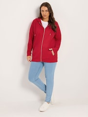 Yours Curve Red Zip Through Raglan Hoodie - Image 2 of 6