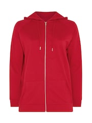 Yours Curve Red Zip Through Raglan Hoodie - Image 5 of 6